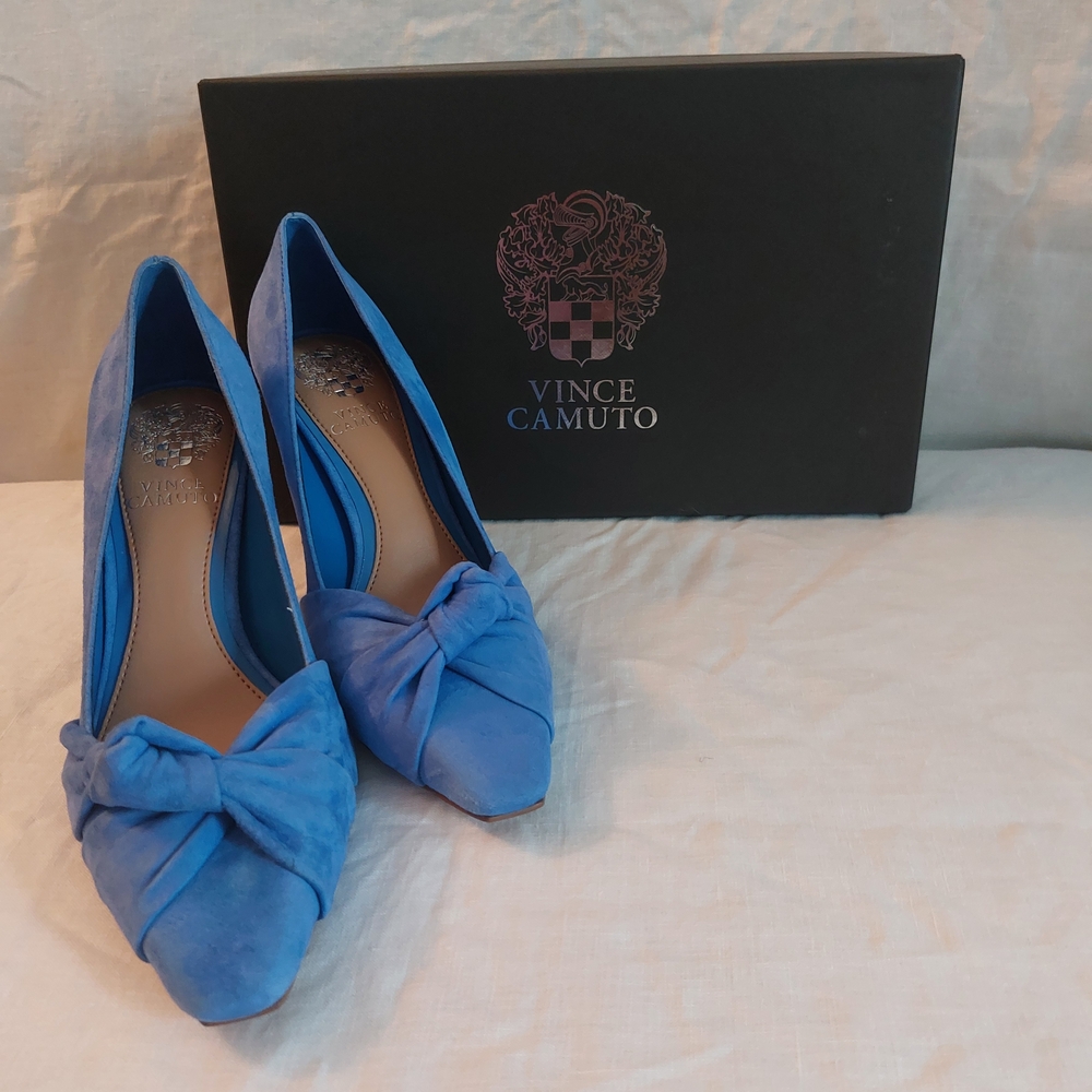 Vince Camuto Blue Stiletto Heels with Bow Detail